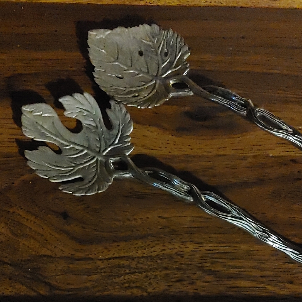 Silver Leaf Godinger Serving Spoons